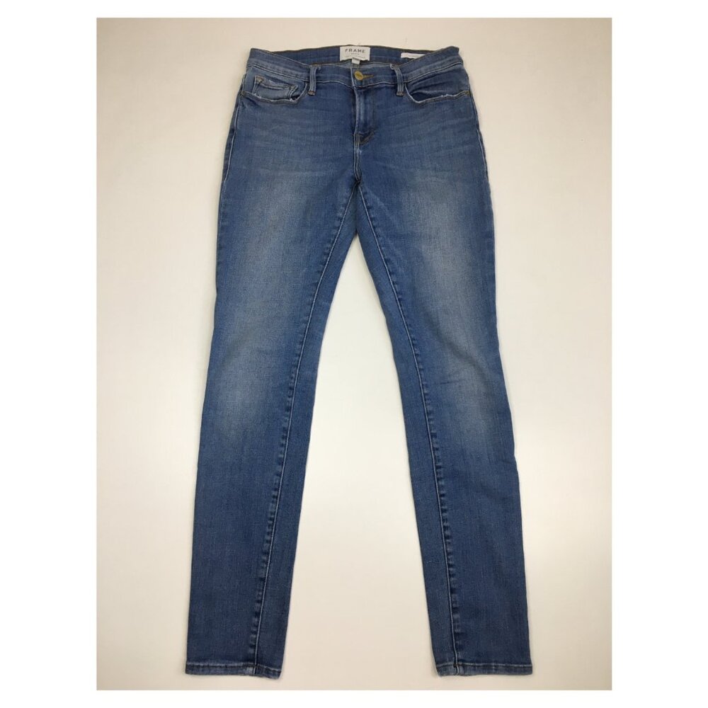 FRAME Premium Denim Kaufman Wash Le Garcon 5 Pocket Logo Hardware Jeans